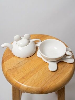 Mickey Mouse Disney White Ceramic Tea for One Set Minimalist Kitchenware